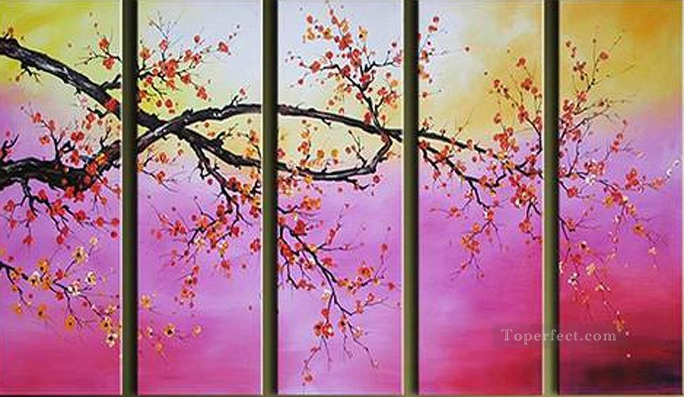 agp032 cherry blossom panels group Oil Paintings